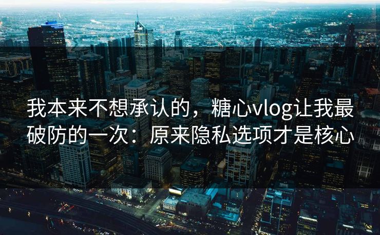 我本来不想承认的，糖心vlog让我最破防的一次：原来隐私选项才是核心