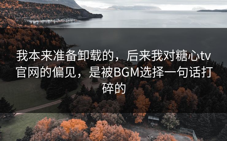 我本来准备卸载的，后来我对糖心tv官网的偏见，是被BGM选择一句话打碎的