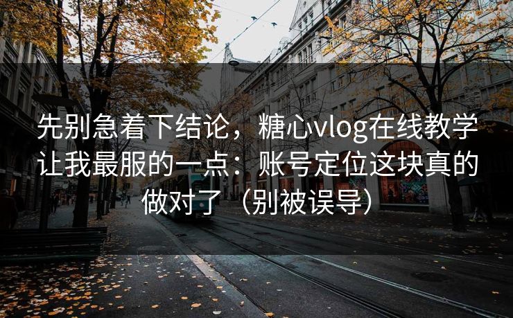 先别急着下结论，糖心vlog在线教学让我最服的一点：账号定位这块真的做对了（别被误导）