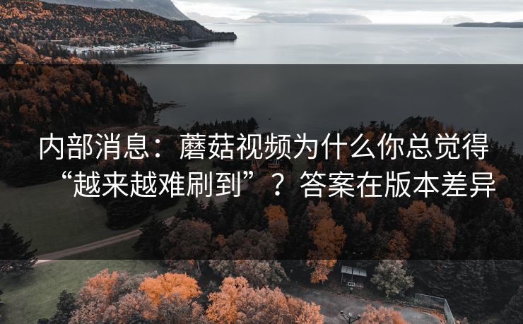 内部消息：蘑菇视频为什么你总觉得“越来越难刷到”？答案在版本差异