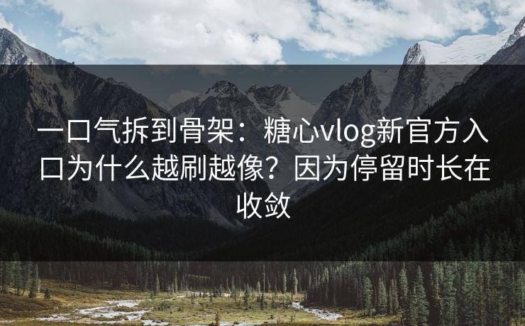 一口气拆到骨架：糖心vlog新官方入口为什么越刷越像？因为停留时长在收敛