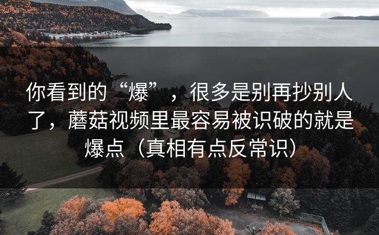 你看到的“爆”，很多是别再抄别人了，蘑菇视频里最容易被识破的就是爆点（真相有点反常识）
