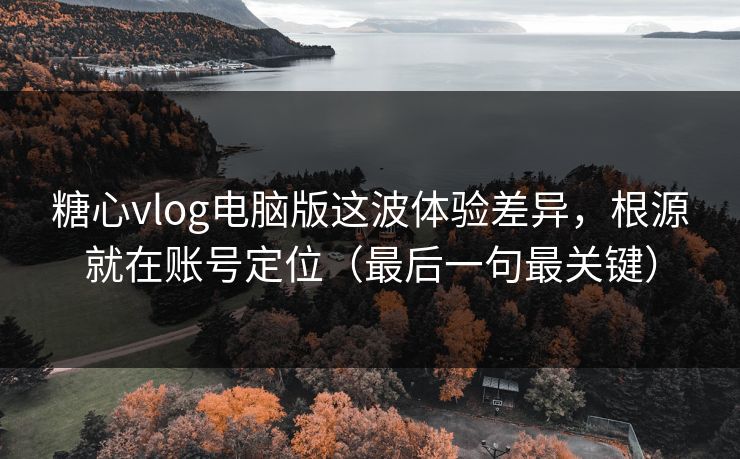 糖心vlog电脑版这波体验差异，根源就在账号定位（最后一句最关键）